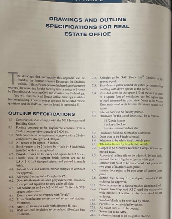 Determine the goors and hardware needed for the Real Estate Office in