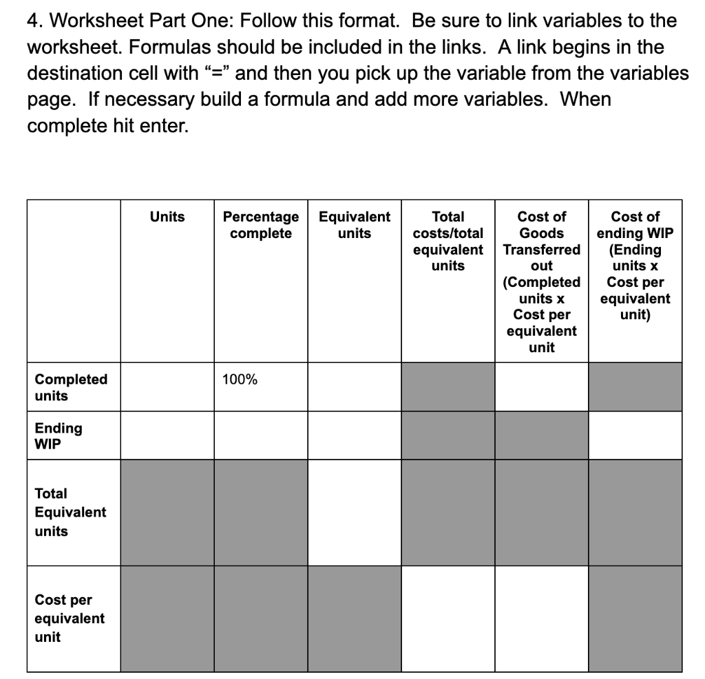 out. Please help. Production Report, Weighted Average Objective 3 Example 6.6 Washburn
