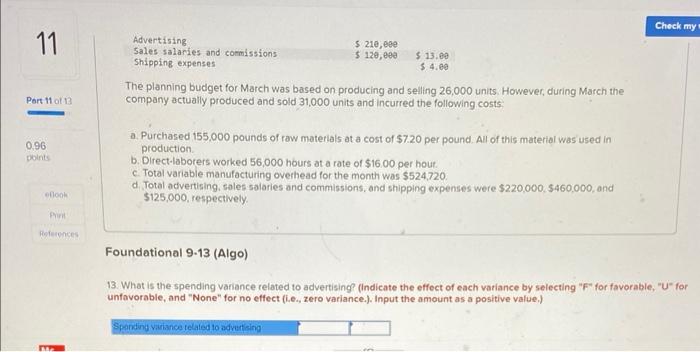 answer! 11 Part 11 of 13 0,96 points eBook Print References The