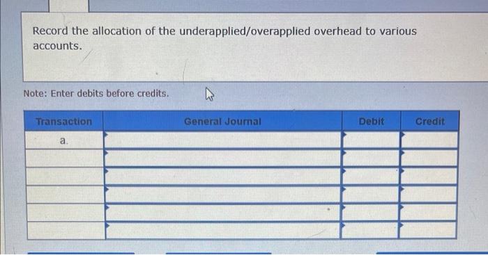 technology. The company uses a job-order costing system and applies manufacturing overhead