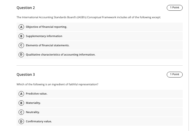  please i need the answer quickly Question 2 1 Point The