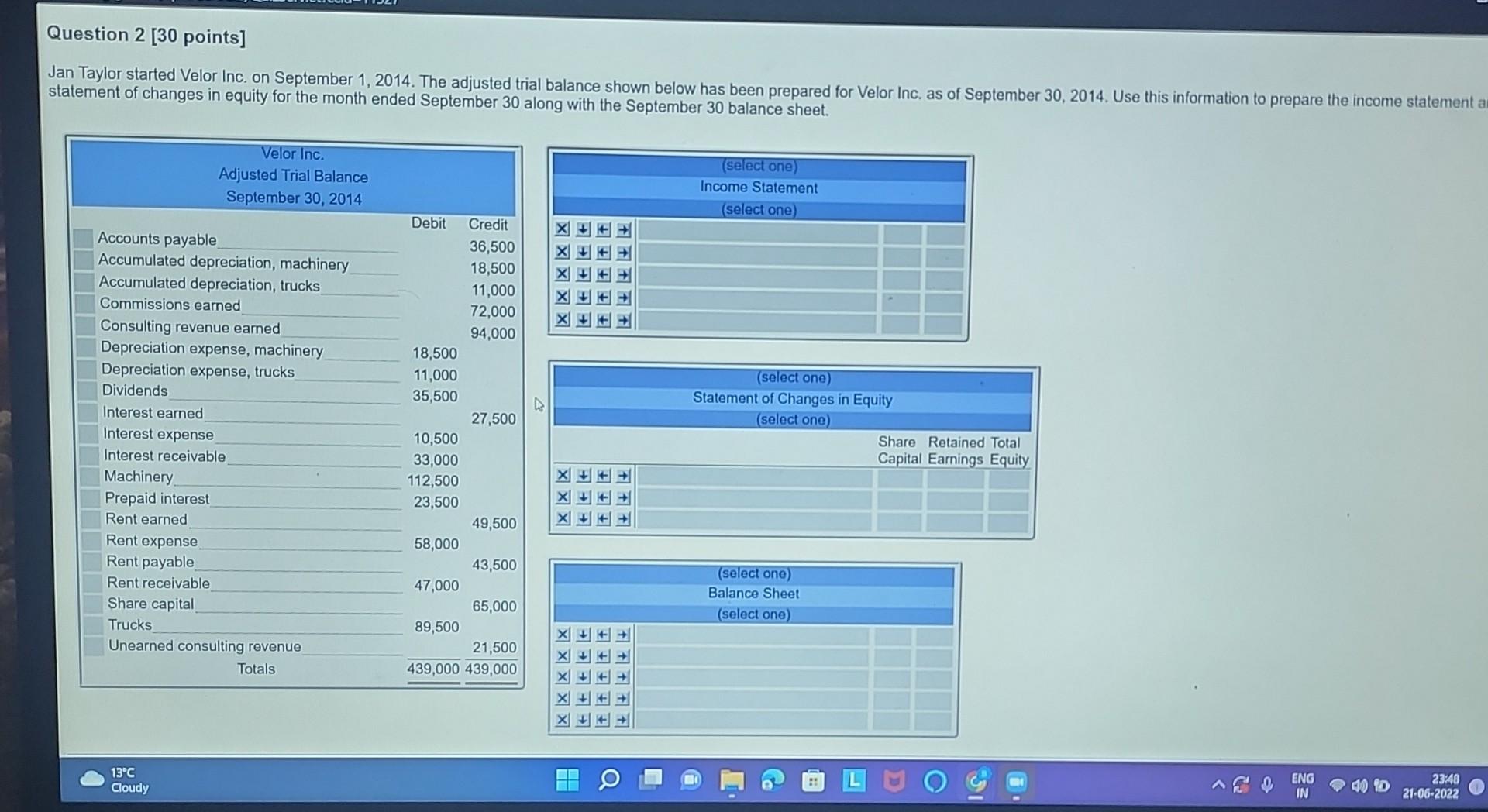  please use proper accounting terms Question 2 [30 points] Jan Taylor