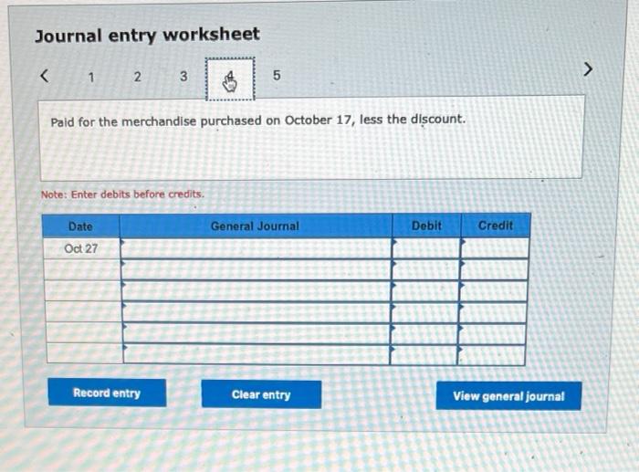 of October. October 2 Purchased nerchandise at a $3,600 price ($2,940 net),