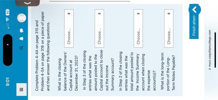  Complete Problem 4-4A on page 315 and Problem 45A on page