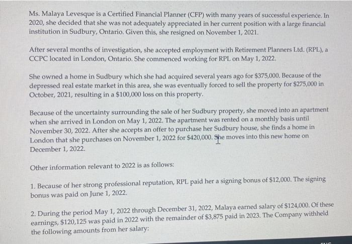  Need with a proper calculation in hard copy Ms. Malaya Levesque