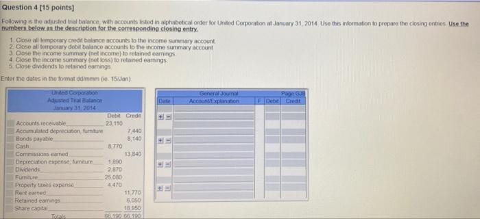 please solve it Question 4 [15 points] Following is the adjusted trial