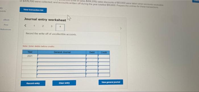 on December 31 2020, to estimate uncollectible receivables. Journal entry worksheet