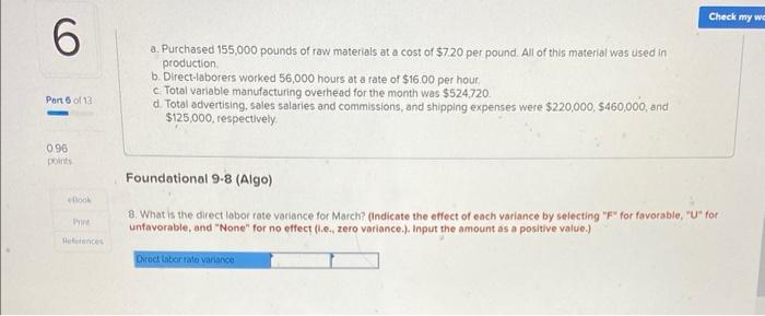 pounds at $9.00 per pound Direct labor: 3 hours at $15 per
