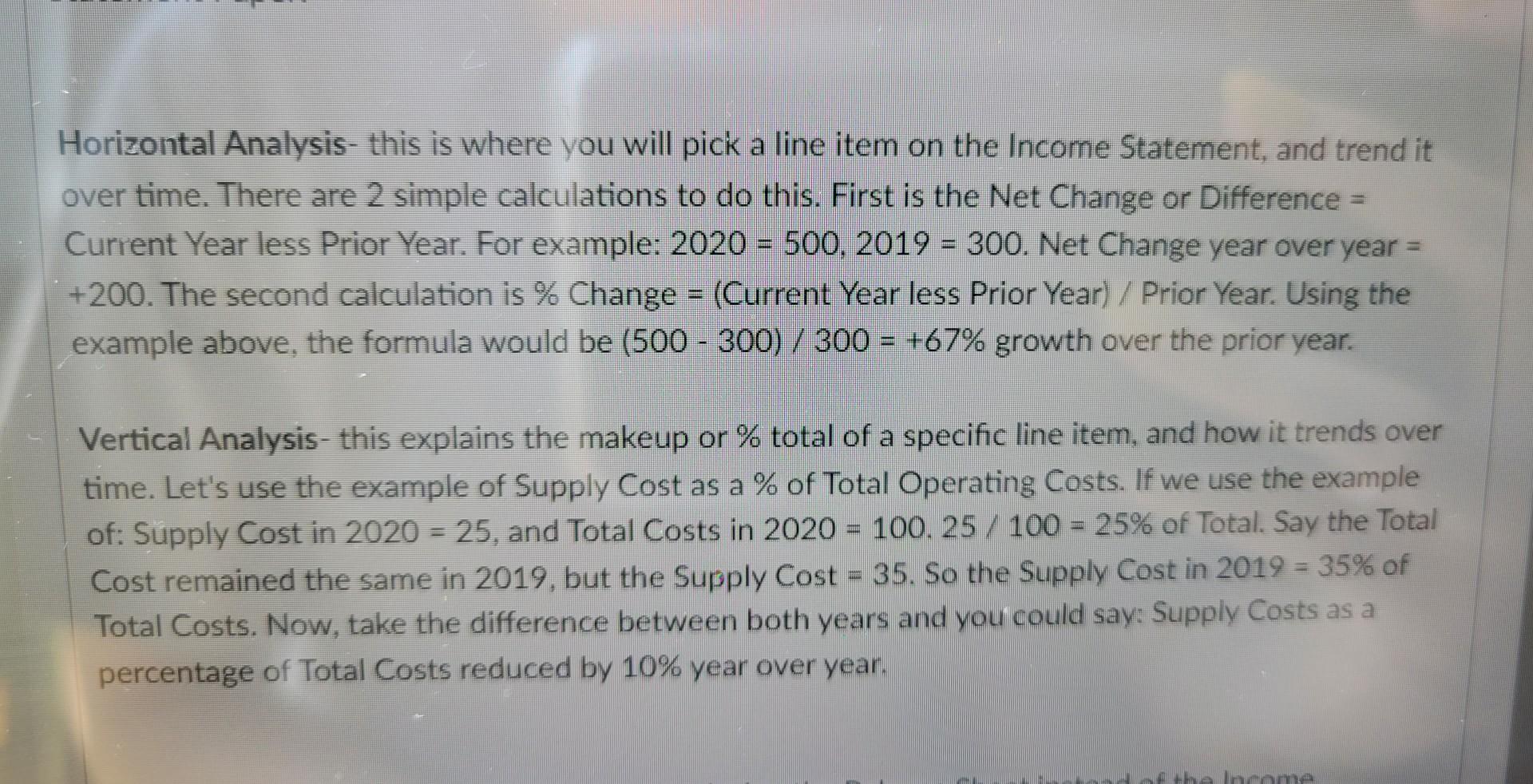 how do I do a vertical analysis on the 10-k income