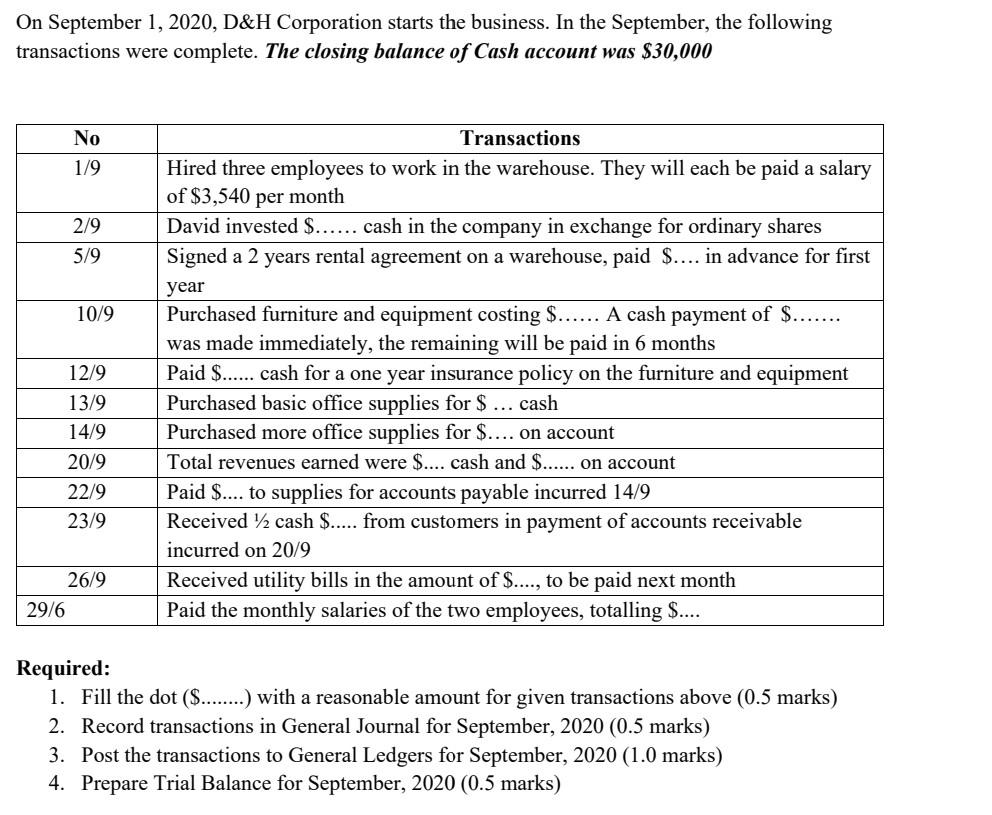 Please answer on paper not on excel (include the calculations if