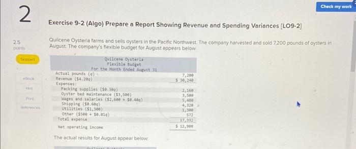 9-1 (Algo) Prepare a Flexible Budget [LO9-1] Puget Sound Divers is a