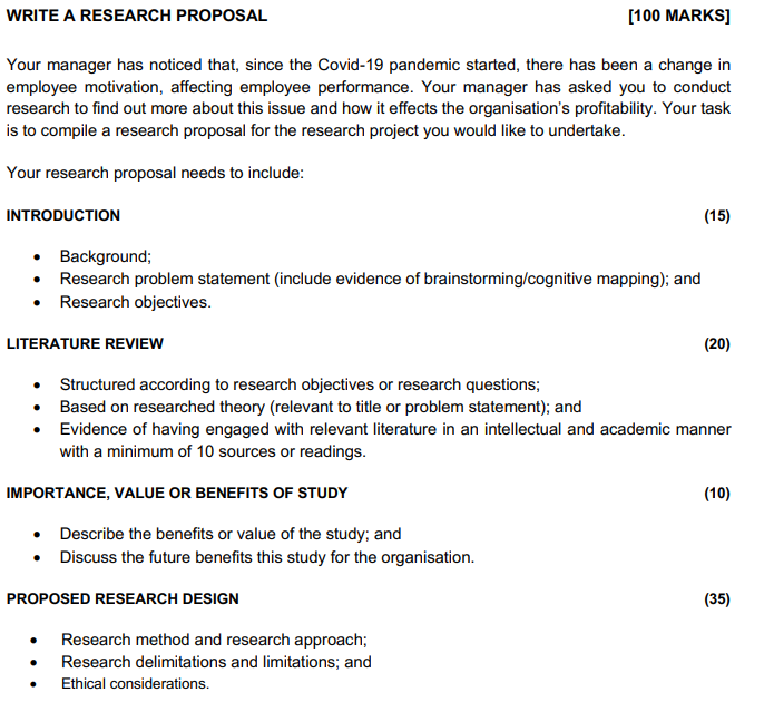  WRITE A RESEARCH PRDPDSAL [1IlflllflI HARKS] Your manager has noticed that,