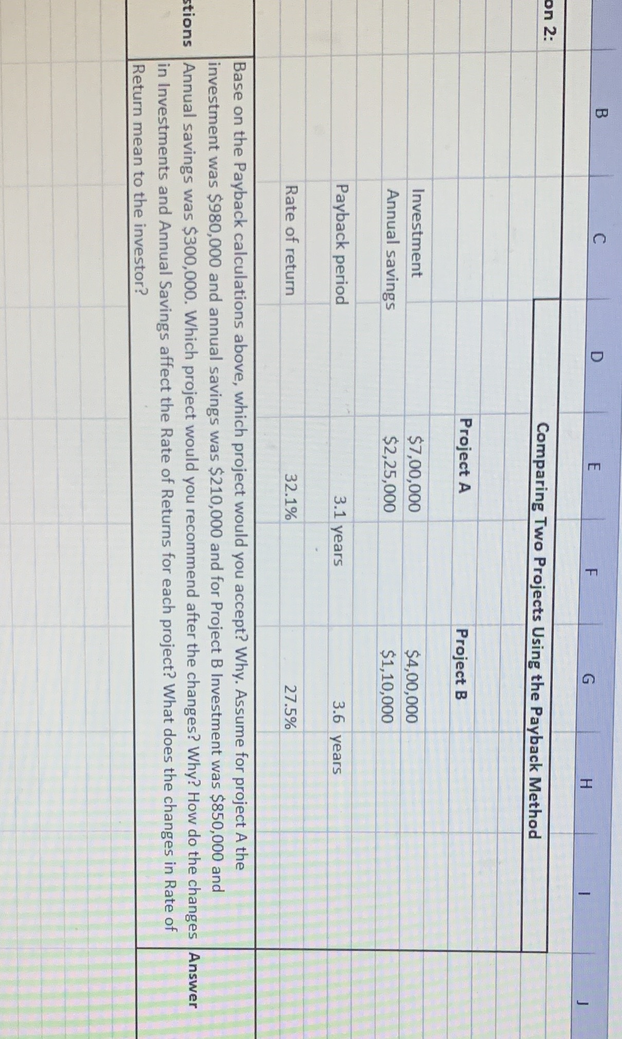m U m I on 2: Comparing Two Projects Using the