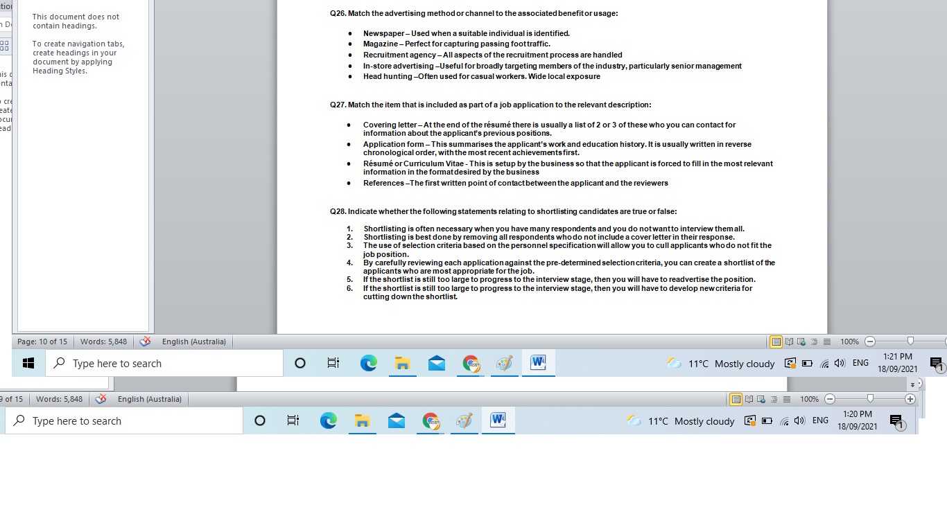 tio This document does not Q26. Match the advertising method or