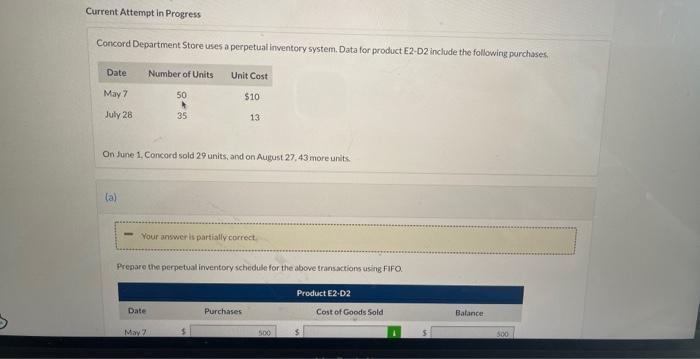 i need help with the entry for aug 27 Concord Department Store