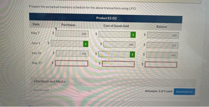 purchases. On June 1, Concoed sold 29 units, and on August 27,43more