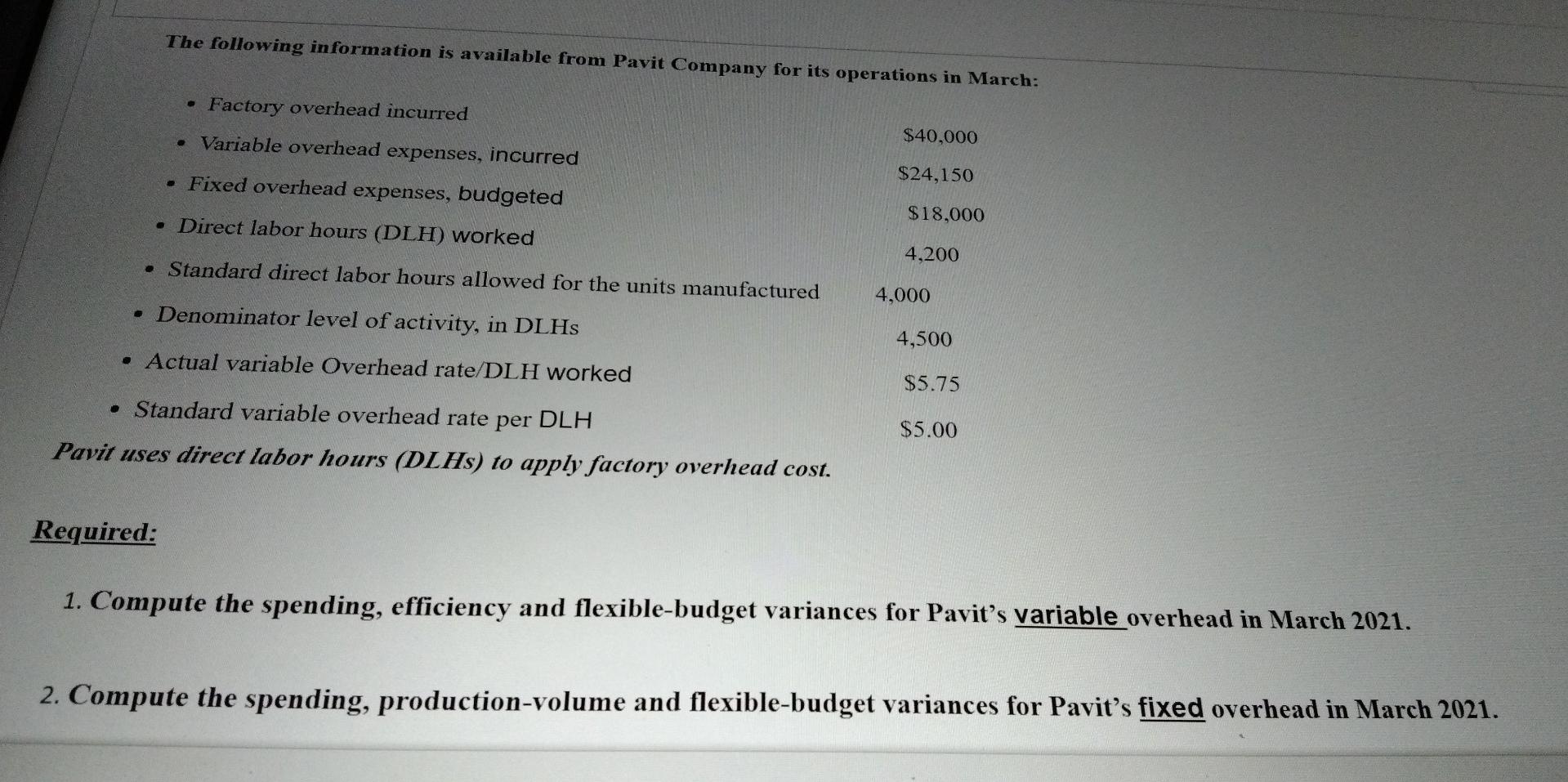 Answer both points its for 12Marks The following information is available