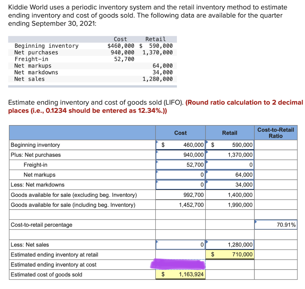 Please help! This question is looking for LIFO in the first part