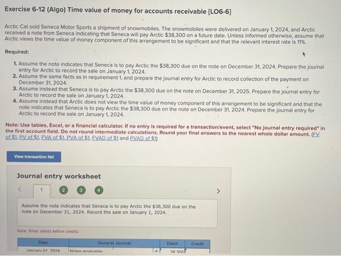 Can I get help please.. Exercise 6-12 (Algo) Time value of money