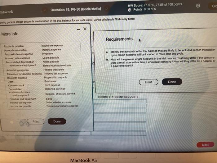 the frial balanos bor an audt cliant, Jones Wholesala stationery Store. (1)