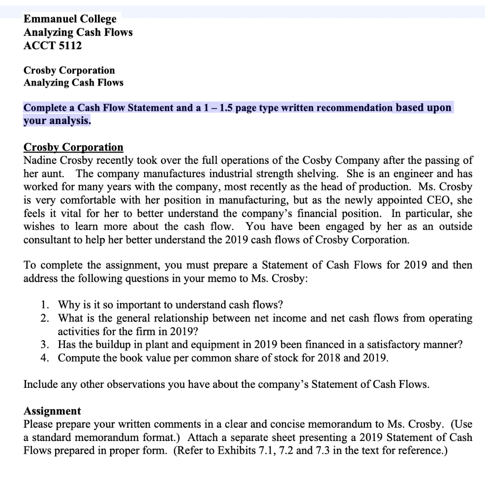 written recommendation based upon your analysis.Please prepare your written comments in a