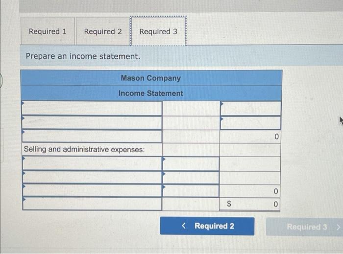 records of Mason Company: Sales $ 656,000 Direct labor cost $ 89,000