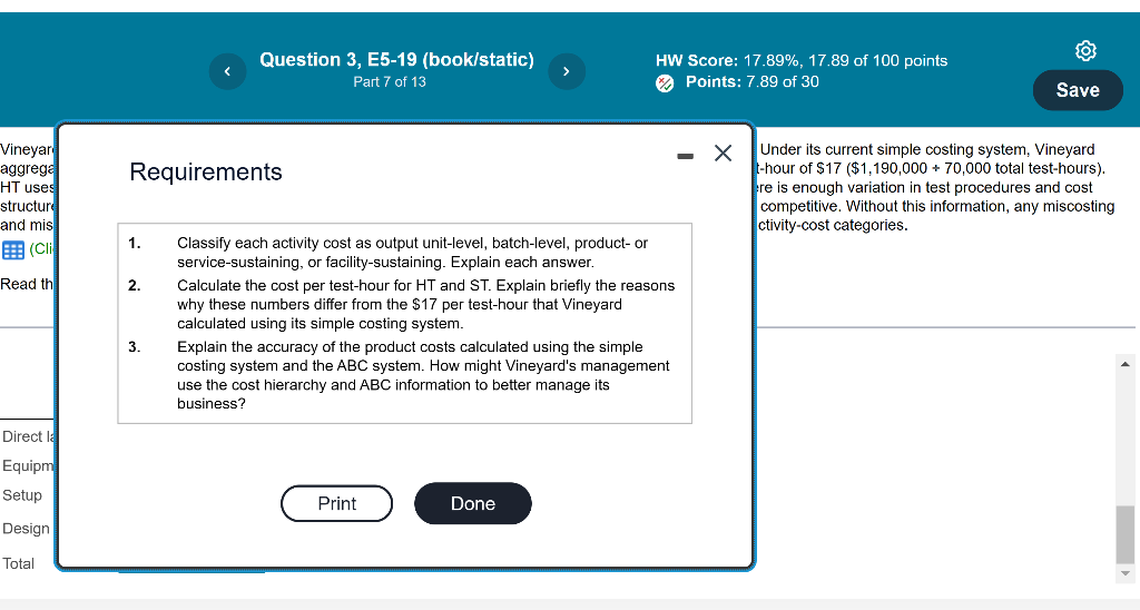 Vineyard aggregates all operating costs of $1,190,000 into a single overhead cost