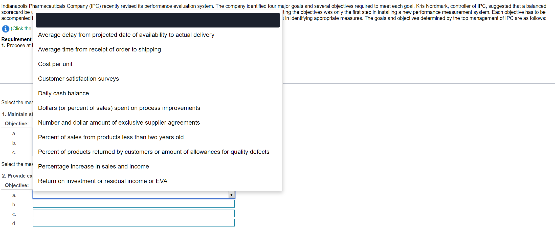 options : Indianapolis Pharmaceuticals Company (IPC) recently revised its performance evaluation system.