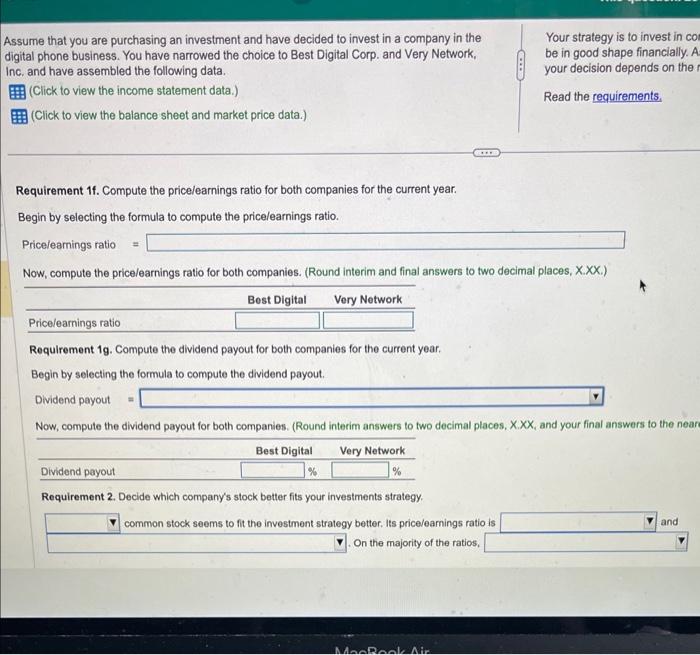 Very Network, Inc. and have assembled the following data. (Click to view