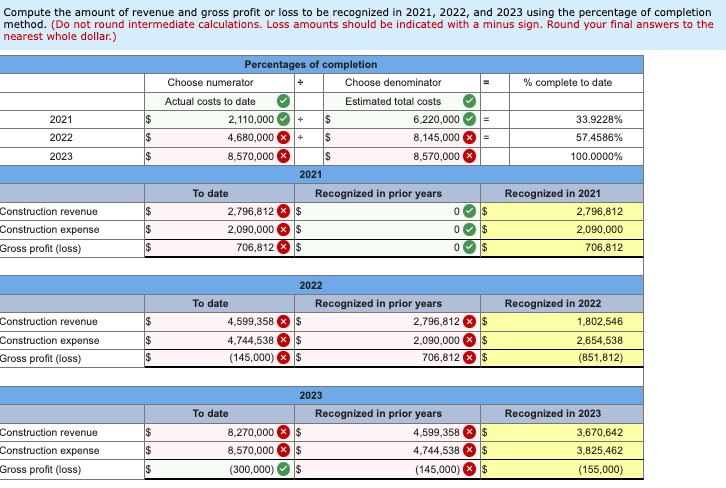 revenue recognition over time; loss projected on entire project [LO6-9] On February
