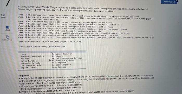 please help!!!! In June, current year, Wendy Winger organized a corporation to