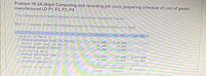 could you please post on a spreadsheet v Problem 19-2A (Algo) Computing
