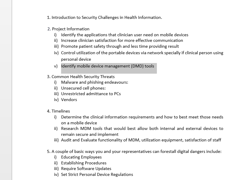 Need help with Capstone Paper. Topic: Security Challenges in Health Information. 1.