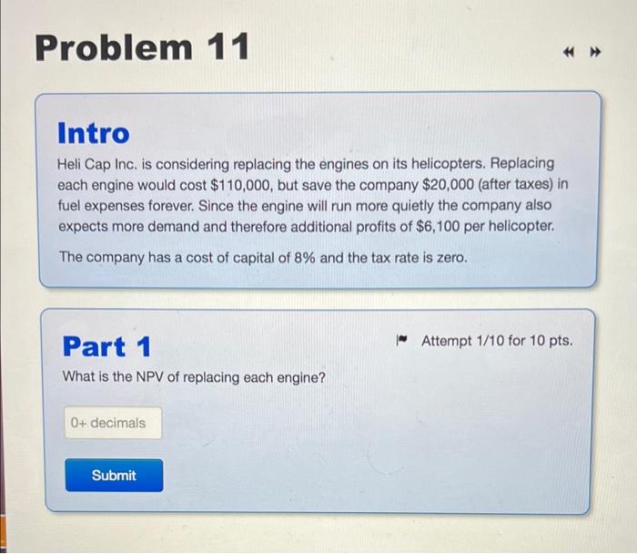 problem 11 Problem 11 Intro Heli Cap Inc. is considering replacing the