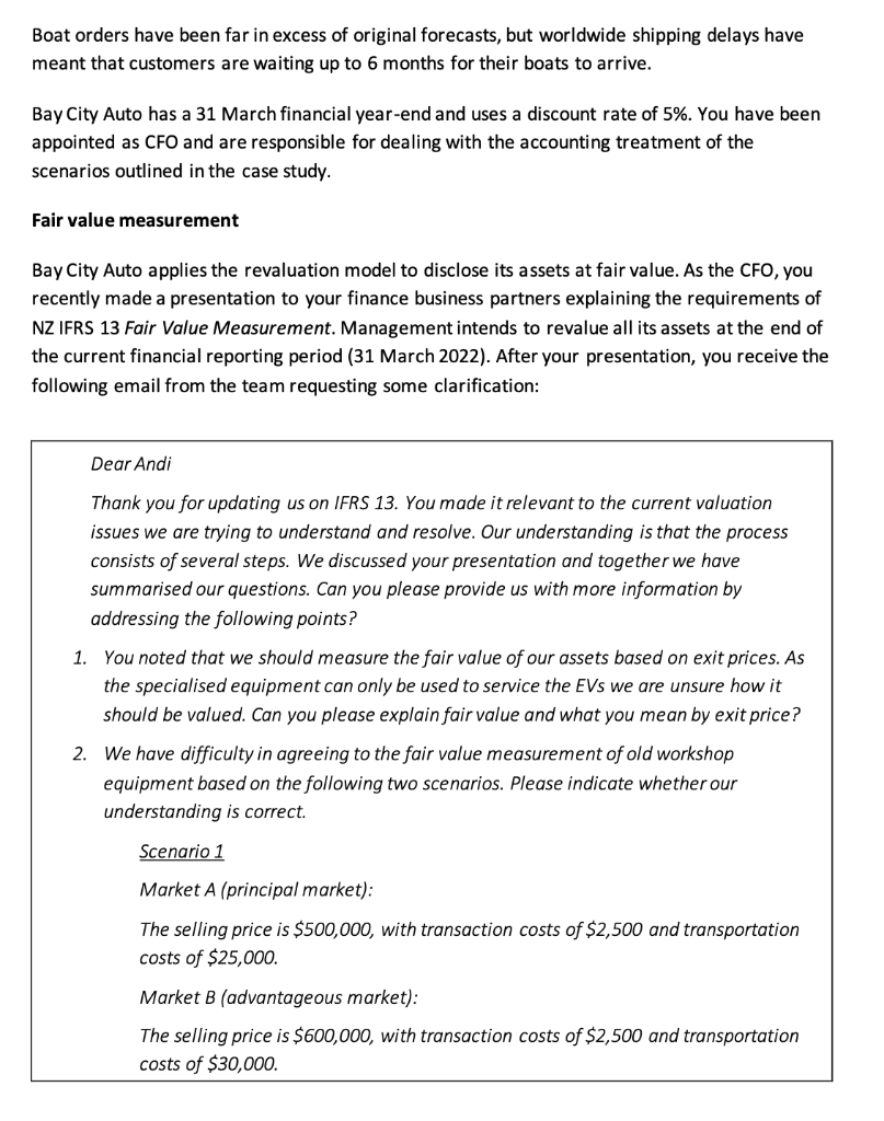 treatment of the scenarios outlined in the case study. Investment Property -