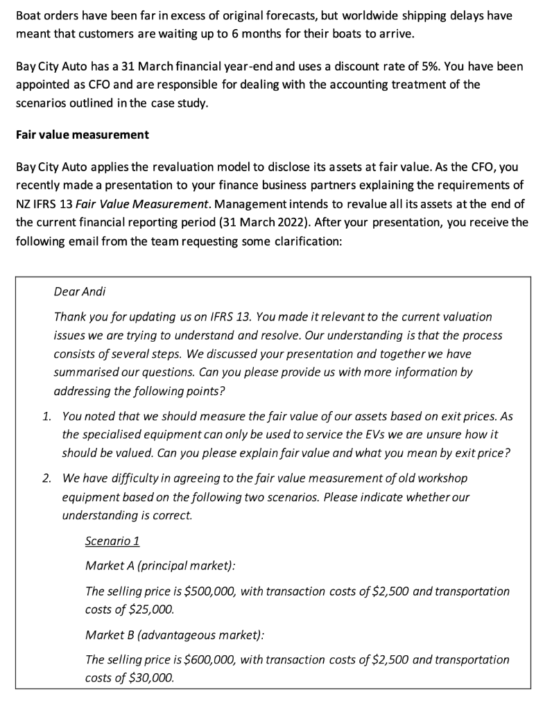 treatment of the scenarios outlined in the case study. Revaluation using the