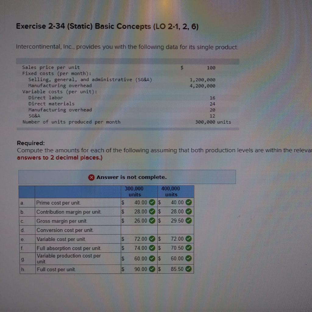 Need help figuring out Conversion cost per unit, thank you. Exercise