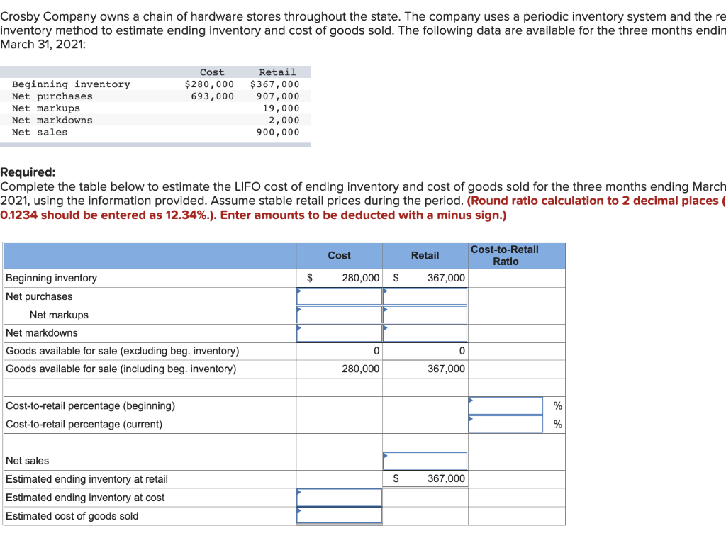  Help! only need to fill those boxes highlighted in blue Crosby