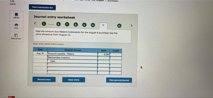 August 5 Bold merchandise to Band Corporation for 85,200 under credit terms