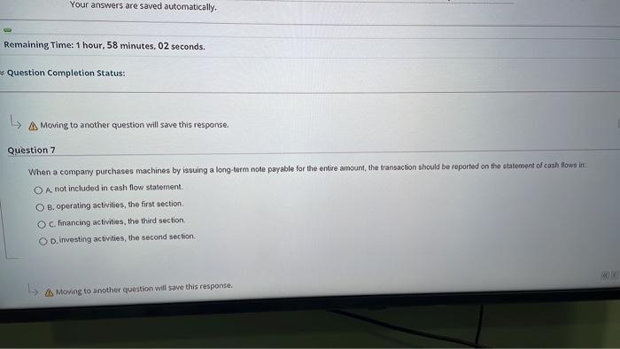 help me please!! Your answers are saved automatically. Remaining Time: 1 hour,