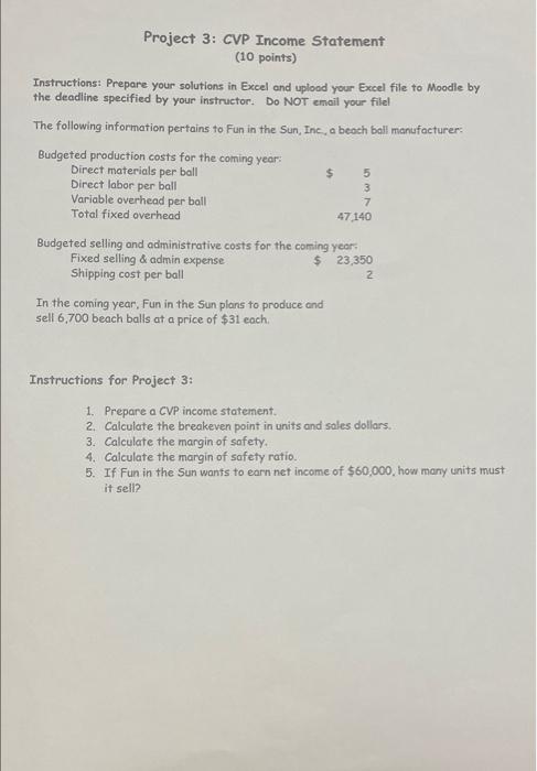 what does the completed project for yhis pook like? Project 3: CVP