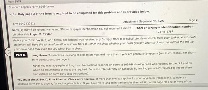 from his wages. Compute Logan's income tax for 2021. If Logan has