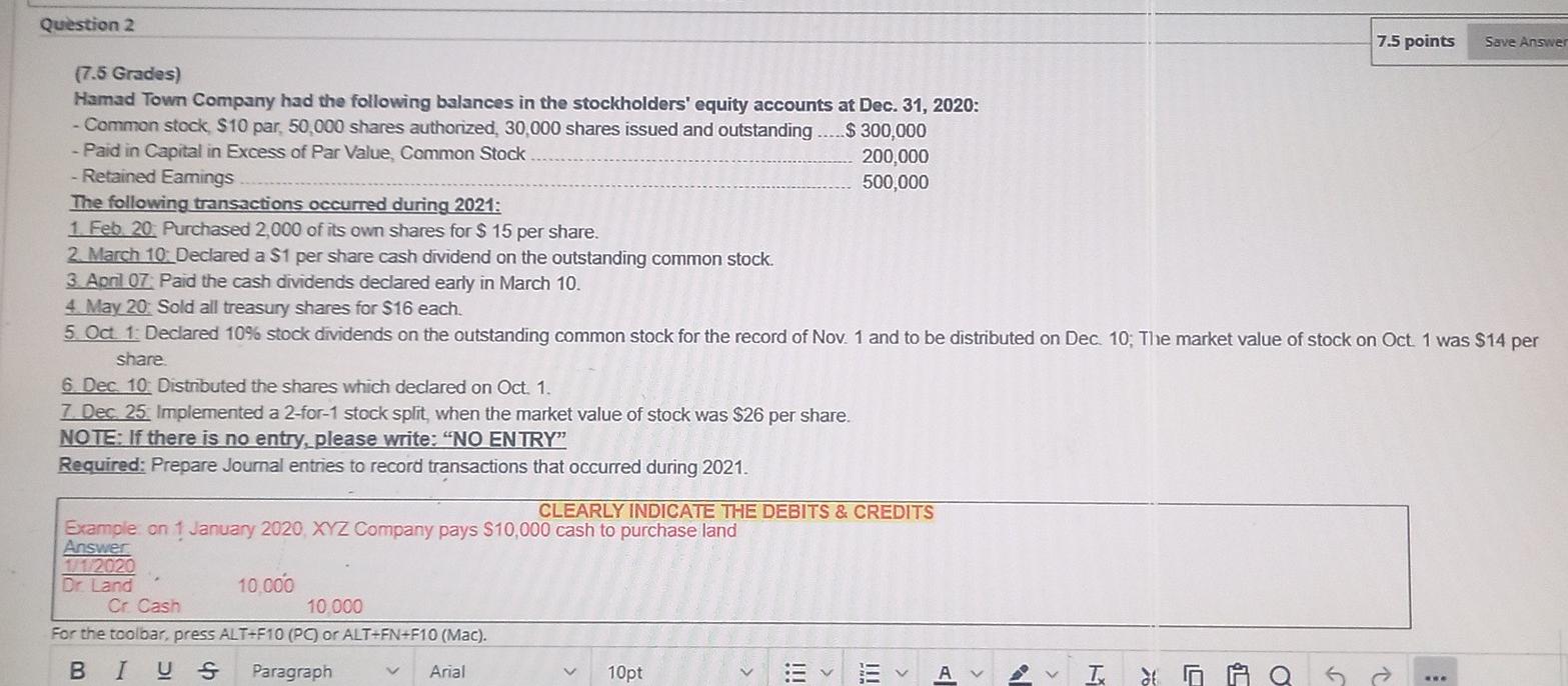  q2 re Question 2 7.5 points Save Answer (7.5 Grades) Hamad