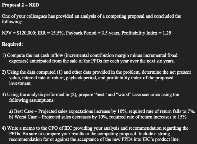 answers that were submitted on Chegg, those are wrong Proposal Analysis As