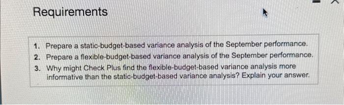 of the September performance. Begin with the actual results, then complete the