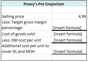 at Posey's Pet Emporium tasked with preparing quarterly budgets that determine the