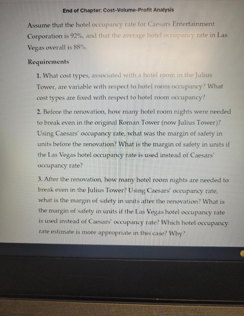 End of Chapter: Cost-Volume-Profit Analysis This case is a continuation of the