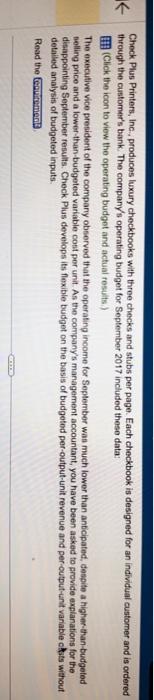  part 1 part 2 Requirement 2. Prepare a flexible-budget-based variance analysis