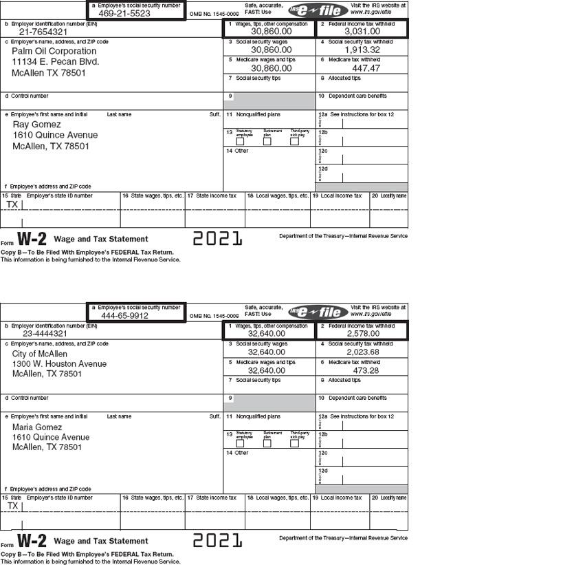 just skip it Required: Complete the Gomezs federal tax return for 2021