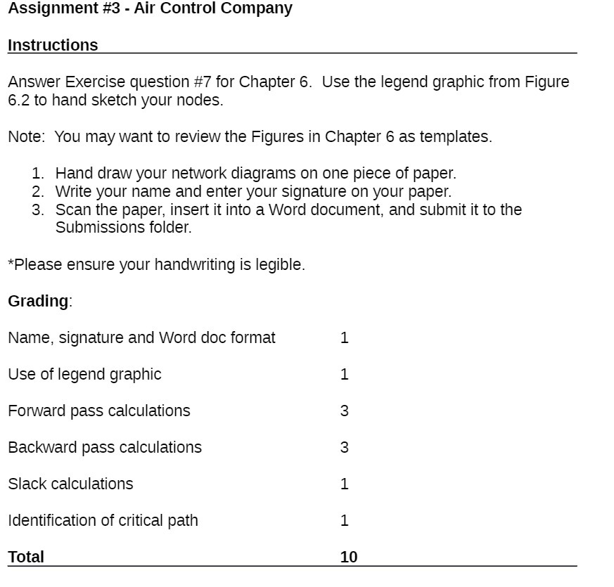  Assignment #3 - Air Control Company Instructions Answer Exercise question #7'
